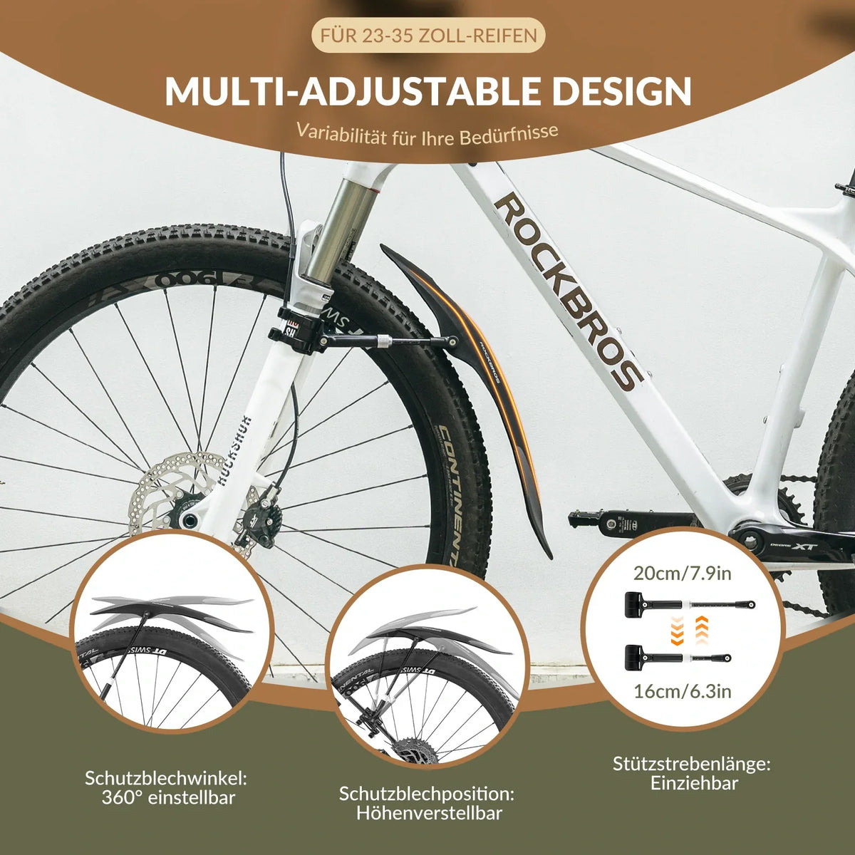 Fahrrad Schutzbleche Set Vorne/Hinten Verstellbare Flexible 26-29 zoll