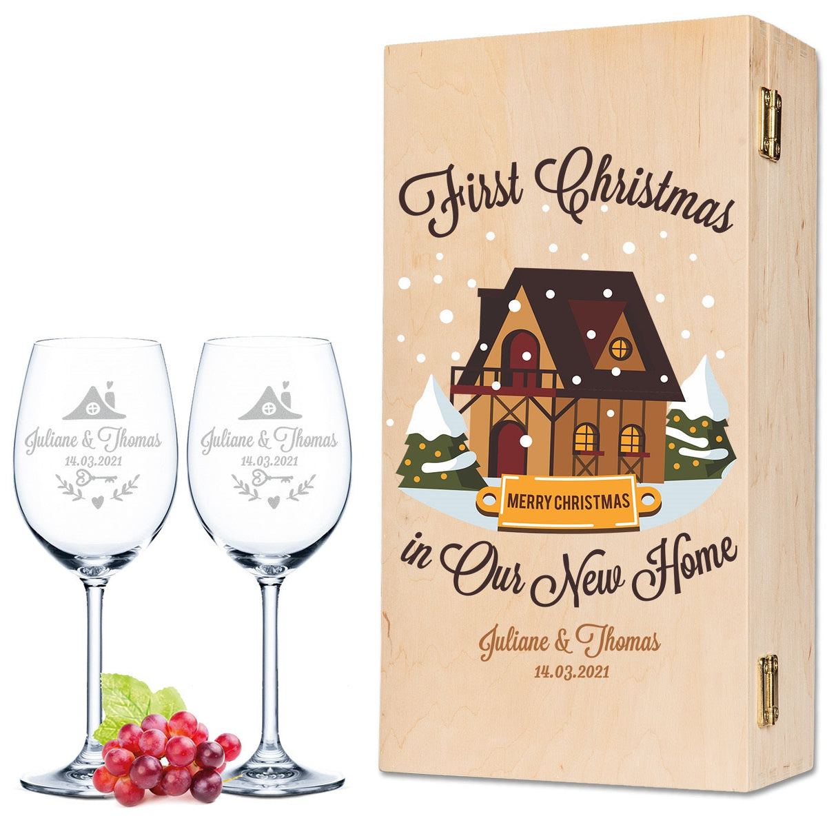 Stölzle Lausitz Weingläser mit Gravur - First Christmas