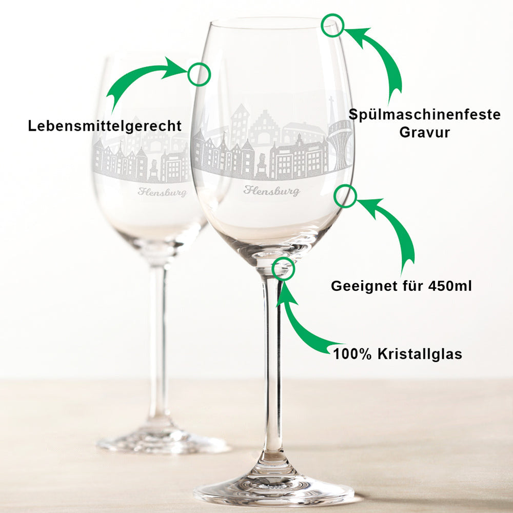 Stölzle Lausitz Weingläser mit Skyline Flensburg Gravur im Set