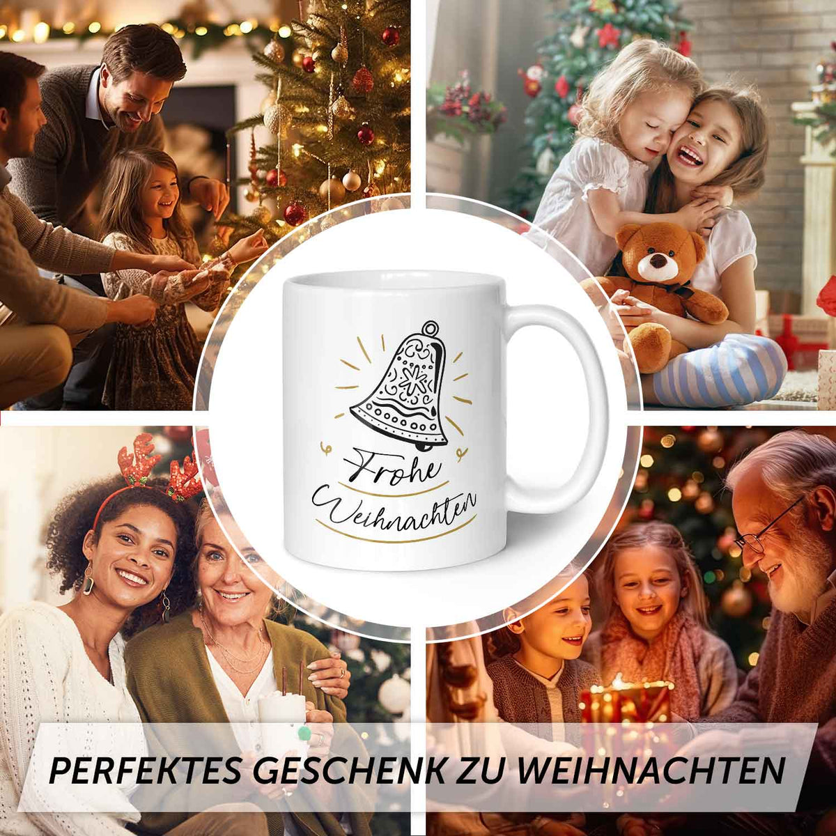 Bedruckte Tasse mit Weihnachtsmotiv im Weihnachtsglocke Design