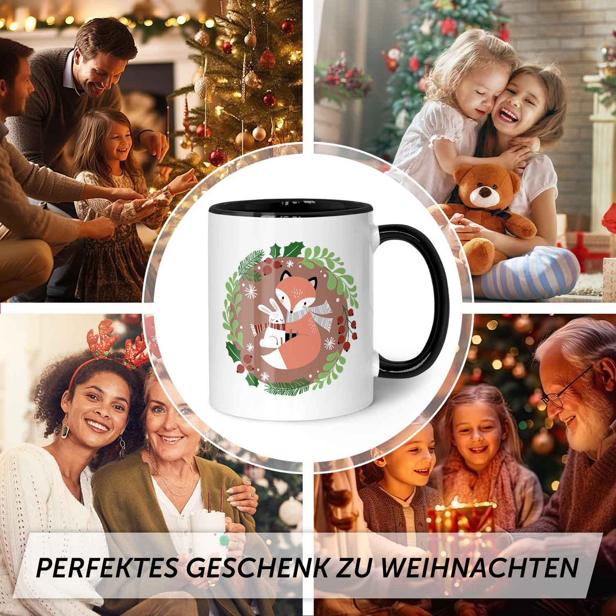 Bedruckte Tasse mit Weihnachtsmotiv - Winterfuchs