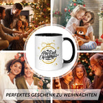 Bedruckte Tasse mit Weihnachtsmotiv im Weihnachtskugel Gold Design