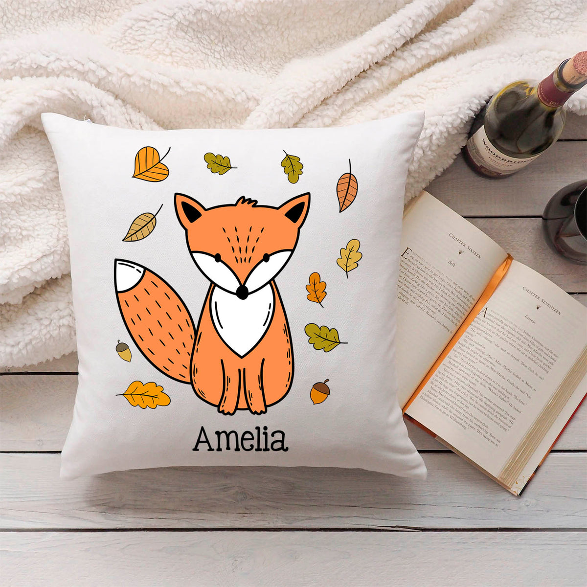 Bedrucktes Kissen mit Spruch Fox Autumn