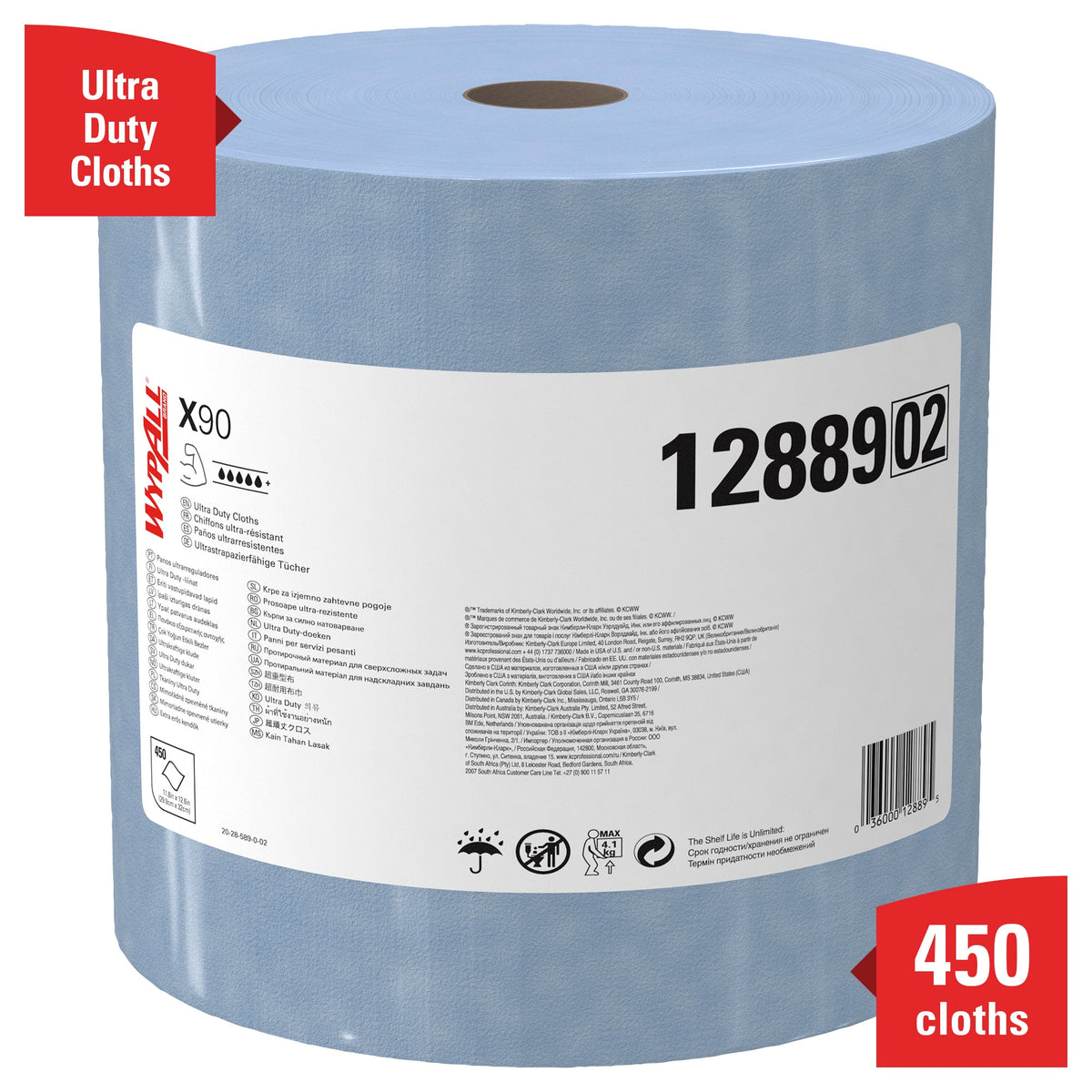 WypAll® X90 PowerClean - Großrolle / Blau - 1 Roll  x 450 Sheets | Karton (1 Rolle)