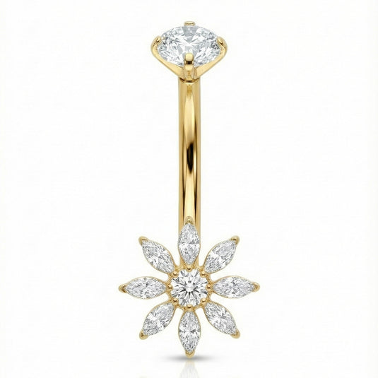 Blütenstern Bauchnabelpiercing aus Titan