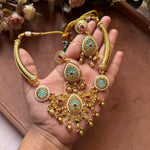 Traditional Antique Gold Plated Choker Jewelry Set for Women in Germany(Onam Jewellery)