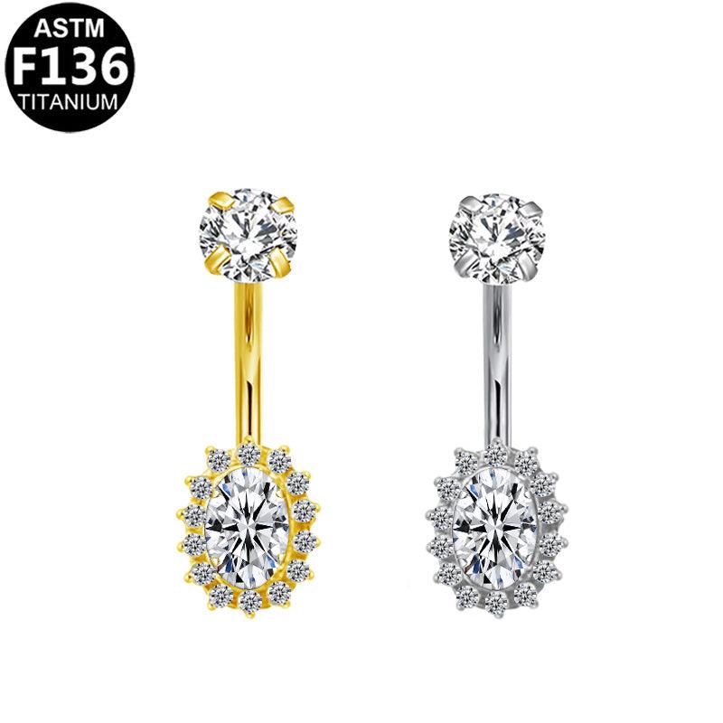 Ovaler Halo Bauchnabelpiercing aus Titan