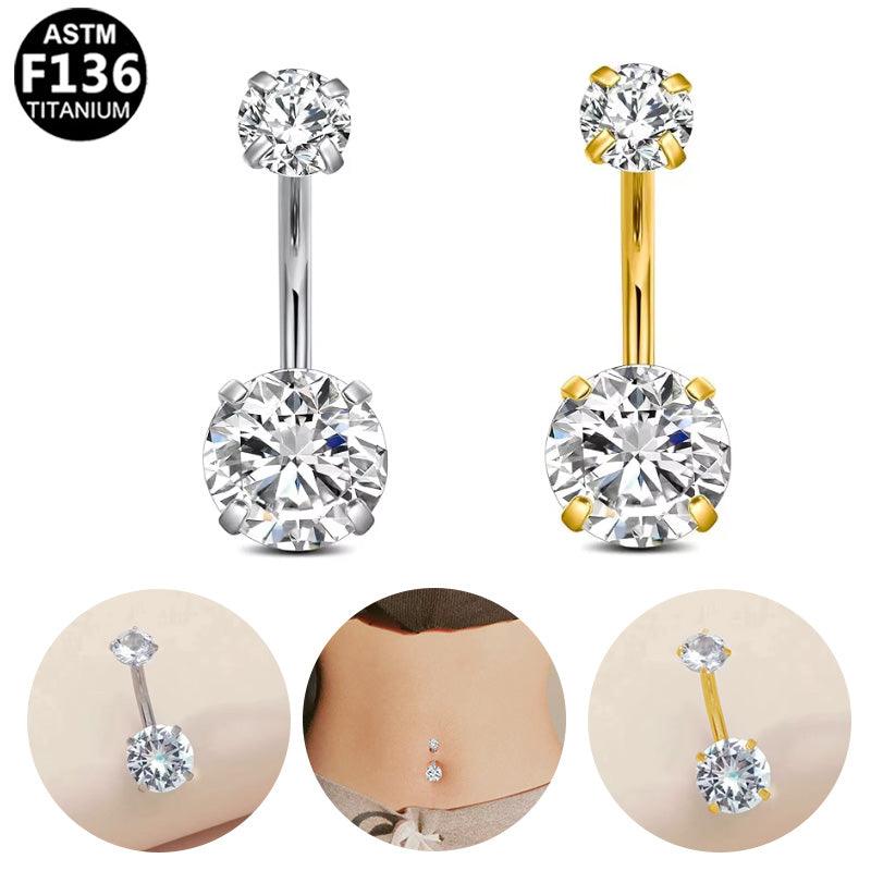 Doppelkristall Krappen Bauchnabelpiercing aus Titan