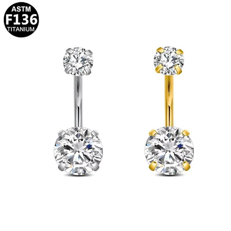 Doppelkristall Krappen Bauchnabelpiercing aus Titan