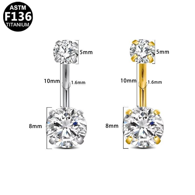 Doppelkristall Krappen Bauchnabelpiercing aus Titan
