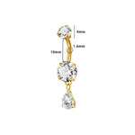 Doppelkristall Tropfen Bauchnabelpiercing aus Titan