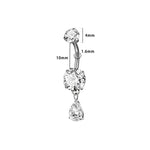 Doppelkristall Tropfen Bauchnabelpiercing aus Titan