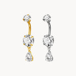 Doppelkristall Tropfen Bauchnabelpiercing aus Titan