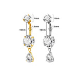 Doppelkristall Tropfen Bauchnabelpiercing aus Titan