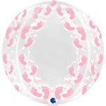 4D Globe Folienballon Baby Girl Pink Füße | 48cm