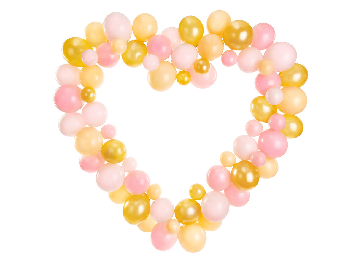 Latexballon Ballongirlande Herzrahmen, rosa/gold, 160cm