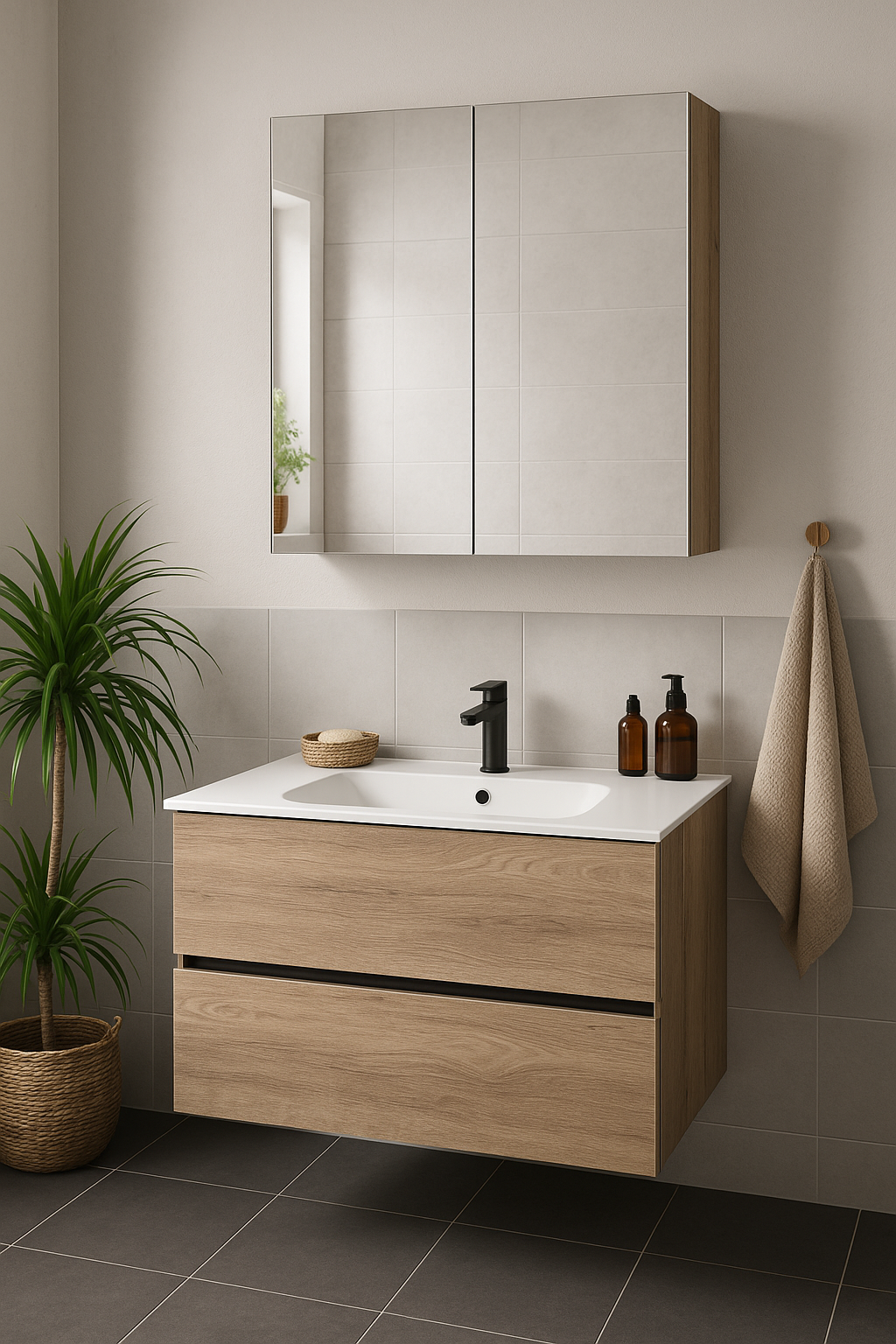 Unit-Z Badezimmer-Set Liora – mit Spiegelschrank & LED-Leuchte