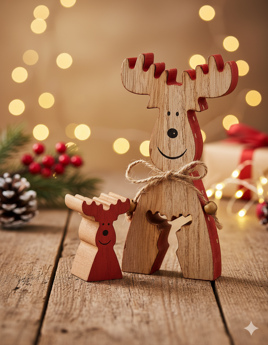 Wenco Wooden Deer Stand 870207 Holzfigur Rentier Deko Weihnachten ✅