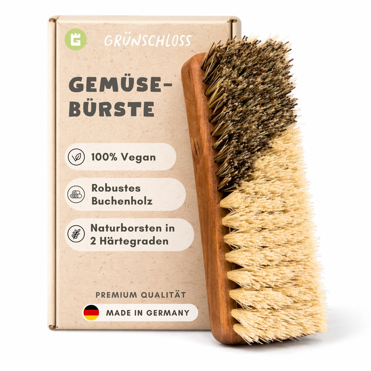 Gemüsebürste Holz zwei Härtegrade - Obst- & Gemüsereiniger