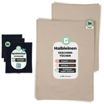 2x Geschirrtücher Halbleinen Beige & 3x Spüllappen Schwarz (Beige-Mix)