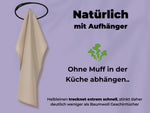 2x Geschirrtücher Halbleinen Beige & 3x Spüllappen Schwarz (Beige-Mix)