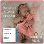 Baby Geschenkset Rosa – Schmusetuch Hase, Holz-Beißring & Halstuch | Musselin