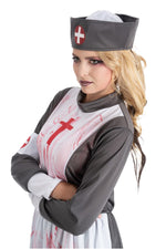 Halloween Damen Kostüm "Horror Krankenschwester" | Grau Weiß