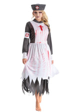 Halloween Damen Kostüm "Horror Krankenschwester" | Grau Weiß