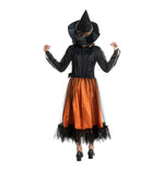 Glitzer Kinder Kostüm "Hexe Lucinda" mit Hut | Schwarz Orange