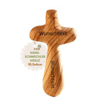 Personalisierter Kreuz Handschmeichler aus Olivenholz mit Gravur | Kleines Handkreuz als Geschenk zur Taufe & Kommunion Namma Markt