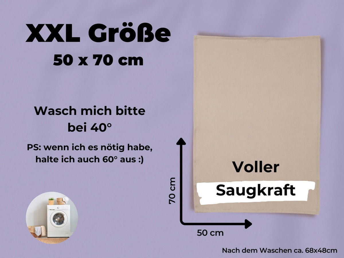 2x Geschirrtücher Halbleinen Beige & 3x Spüllappen Schwarz (Beige-Mix)