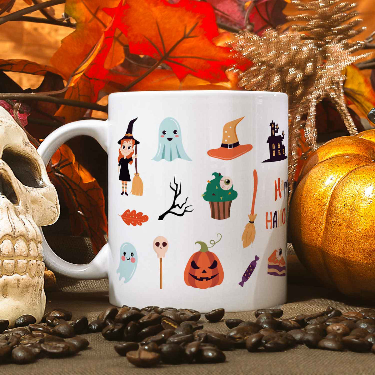 Bedruckte Tasse im Halloween Motive Design