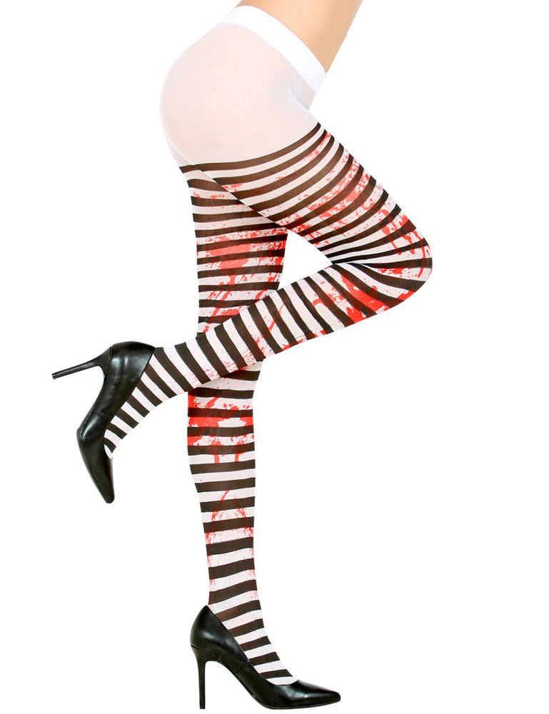 Strumpfhose Damen "Halloween Blutoptik 50 DEN" | Schwarz Weiß
