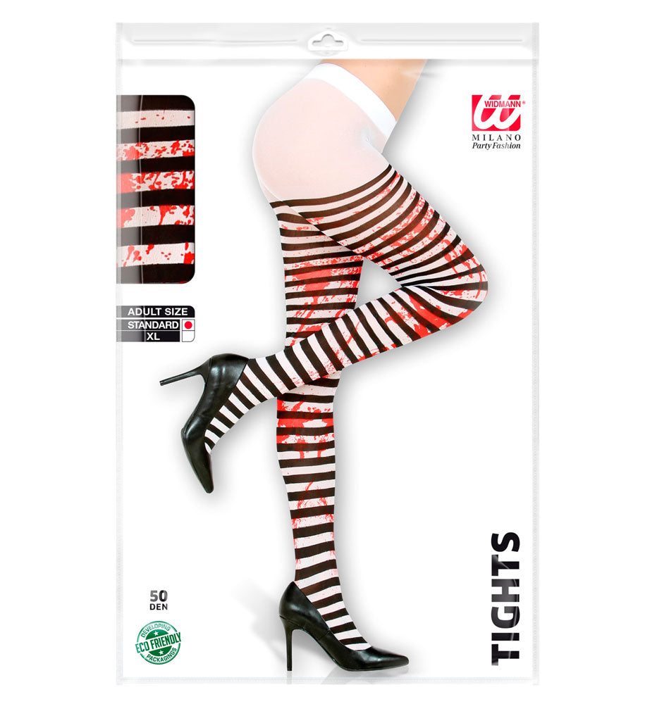 Strumpfhose Damen "Halloween Blutoptik 50 DEN" | Schwarz Weiß