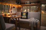 Wohnmobil Kissenbezug: Happy Camper in schwarz