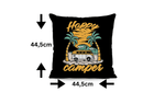 Wohnmobil Kissenbezug: Happy Camper in schwarz