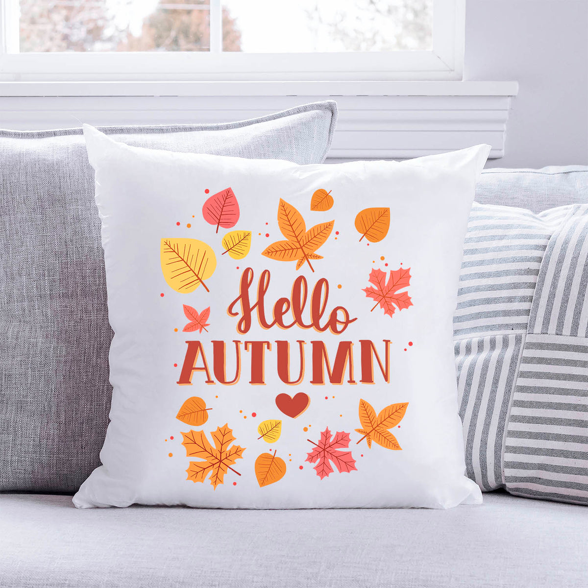 Bedrucktes Kissen mit Spruch Hello Autumn