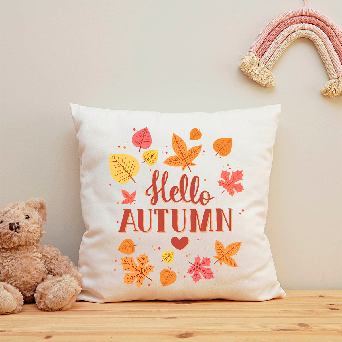 Bedrucktes Kissen mit Spruch Hello Autumn