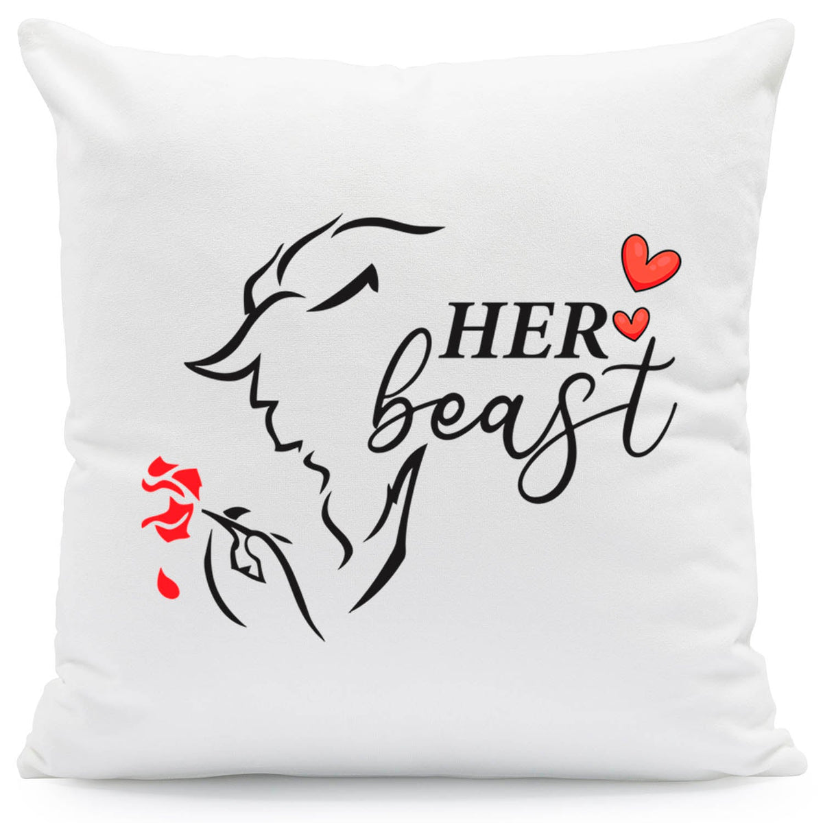Bedrucktes Kissen mit Spruch Beauty & Beast im Set