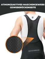 Herren Fahrradhose mit Träger - Hochdehnbar, Atmungsaktiv mit Reflexstreifen