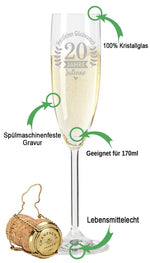 Stölzle Lausitz Sektglas mit Gravur "Herzlichen Glückwunsch" mit Namen