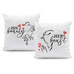 Bedrucktes Kissen mit Spruch Beauty & Beast im Set