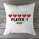 Bedrucktes Kissen mit Spruch "Player 1 & Player 2" im Set