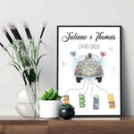 Hochzeitsgeschenk für das Brautpaar - Kunstdruck auf Holz - Personalisiert mit Namen & Datum
