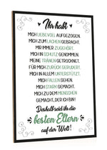 Holzschild mit Spruch Beste Eltern der Welt