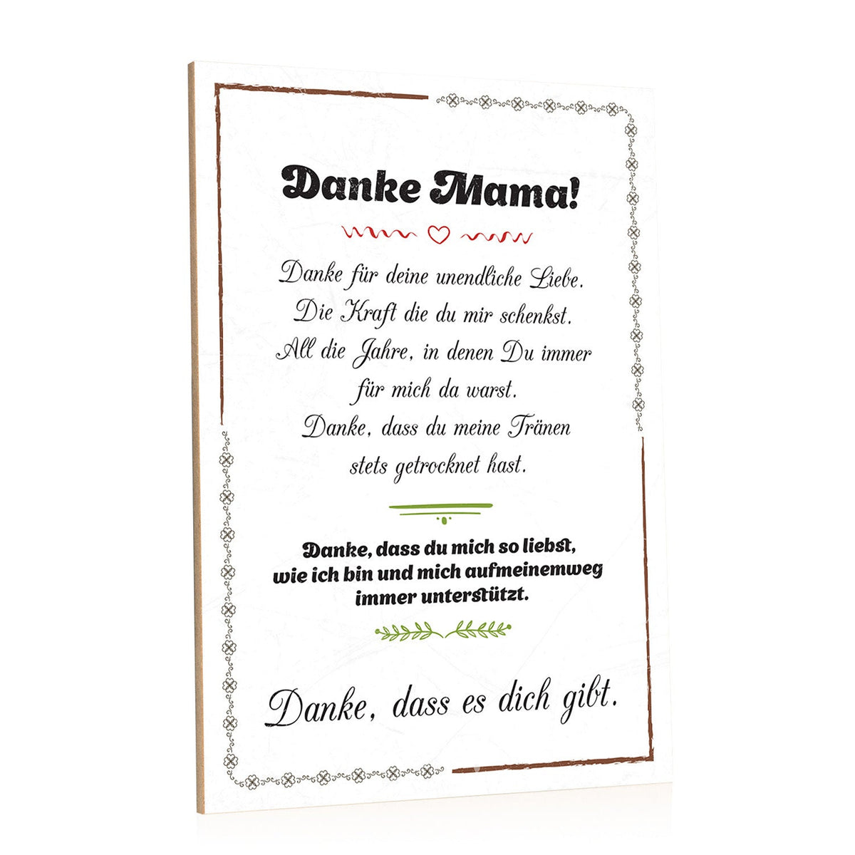 Holzschild Danke Mama dass es Dich gibt