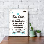 Holzschild Das Glück ist das einzige was sich verdoppelt
