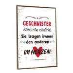 Holzschild Geschwister sind nie alleine