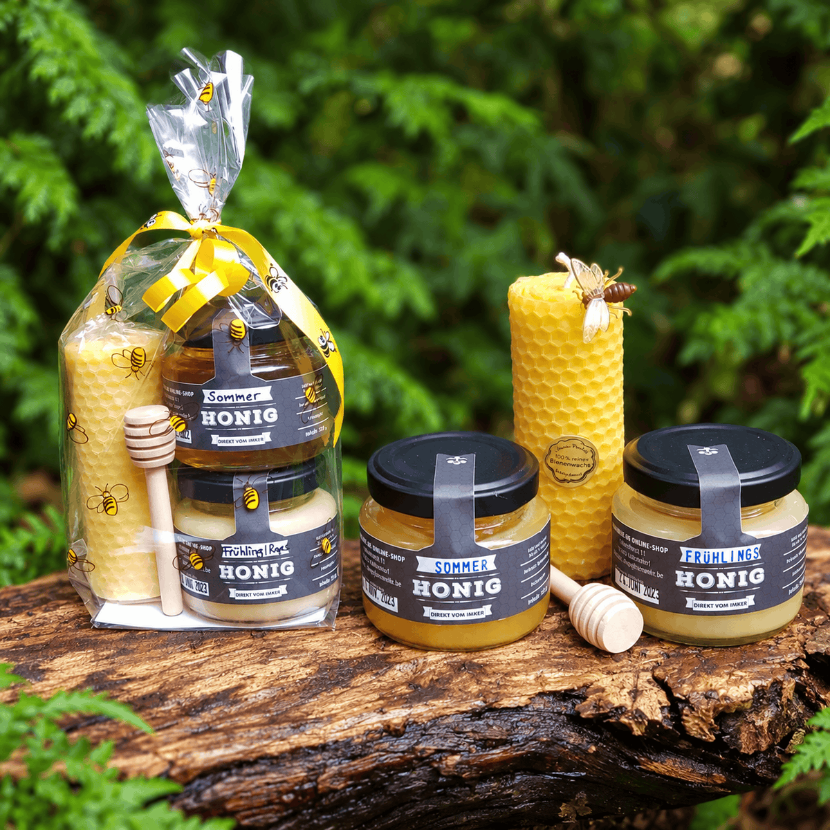 Honig-Geschenkset mit Bienenwachskerze Namma Markt