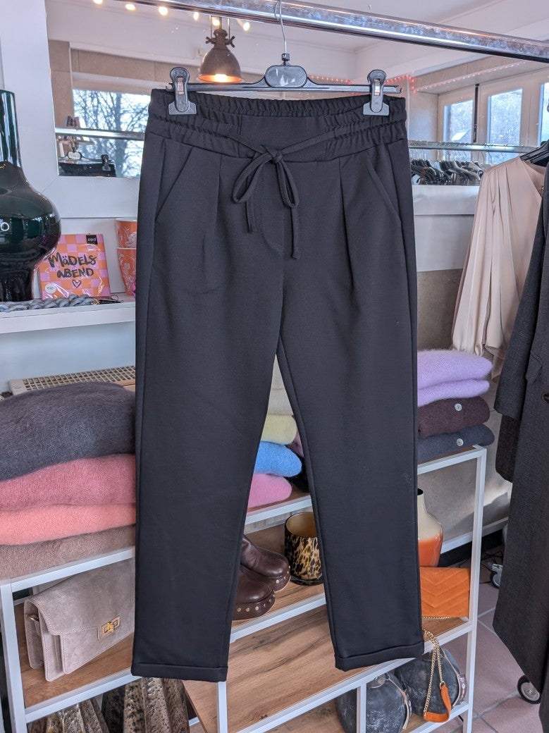 Hose Pants Viskose Bundfalte Schwarz Stoffhose Größe M 806-1550